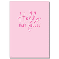 Pink Hello Personalised New Baby Card